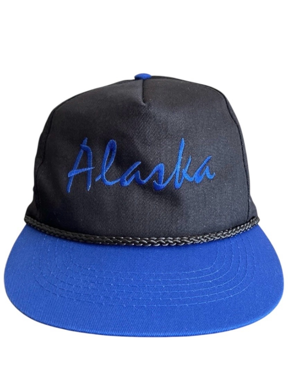 Alaska Snapback Rope Trucker Hat Headliners By IAAC Vintage Black Blue Cotton